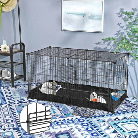 Rootz Metal Wire Guinea Pig Cage - Rabbit Hutch - Spacious Enclosure - Durable Oxford Base - Waterproof Fabric - Easy to Clean - 123cm x 63cm x 61cm