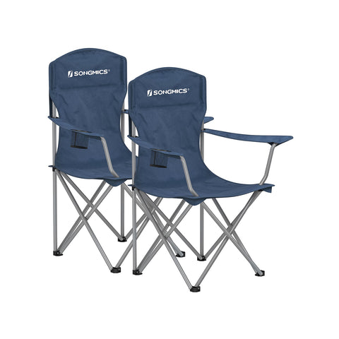 Rootz 2 Pack Twilight Blue Camping Chairs - Steel Frame - Oxford Cloth - Portable Folding Chairs - Compact Design - Lightweight - 54cm x 86cm x 97cm