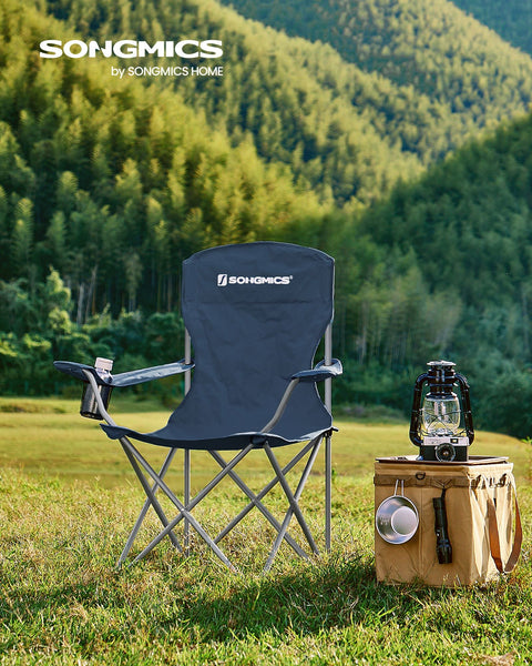 Rootz 2 Pack Twilight Blue Camping Chairs - Steel Frame - Oxford Cloth - Portable Folding Chairs - Compact Design - Lightweight - 54cm x 86cm x 97cm