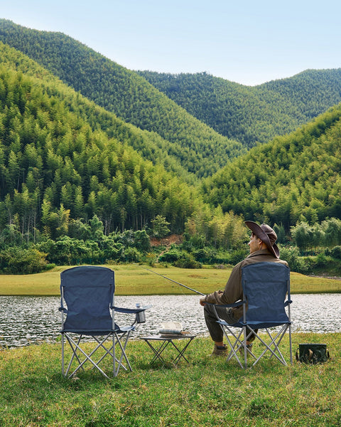 Rootz 2 Pack Twilight Blue Camping Chairs - Steel Frame - Oxford Cloth - Portable Folding Chairs - Compact Design - Lightweight - 54cm x 86cm x 97cm