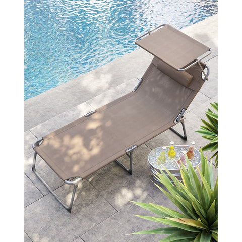 Rootz Large Sun Lounger - Recliner - Outdoor Relaxation - No Assembly Needed - 71cm x 200cm x 38cm