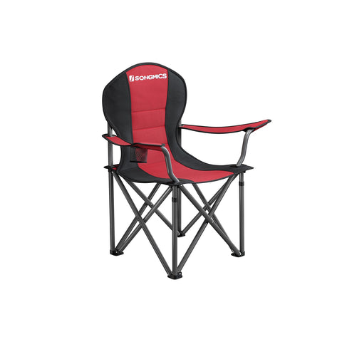 Rootz 2 Pack Red Camping Chairs - Outdoor Chairs - Portable Seats - 600D Oxford Cloth - Foam Padding - Powder Coated Metal Tubes - 90cm x 55cm x 102cm