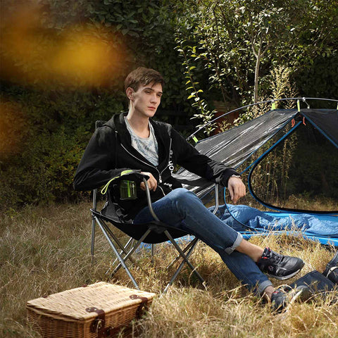 Rootz 2 Piece Set Camping Chair - Beach Chair - Folding Chairs - Comfortable and Practical - Lightweight - Bottle Holder - Oxford Fabric - 76cm x 51.5cm x 95.5cm