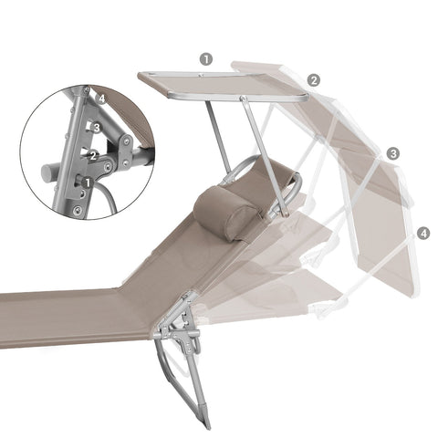 Rootz Sun Lounger - Reclining Chair - Adjustable Backrest - Ergonomic Comfort - 53cm x 193cm x 29.5cm