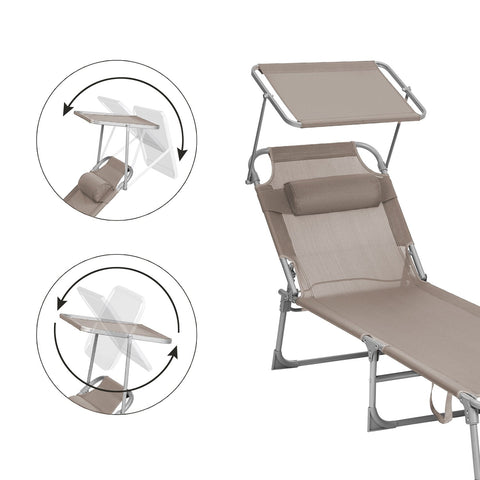 Rootz Sun Lounger - Reclining Chair - Adjustable Backrest - Ergonomic Comfort - 53cm x 193cm x 29.5cm