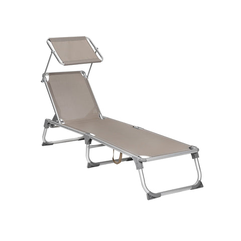 Rootz Sonnenliege Brown - Sun Lounger - Relaxation Chair - Unfolds Easily - 55cm x 193cm x 31cm