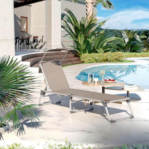 Rootz Sonnenliege Brown - Sun Lounger - Relaxation Chair - Unfolds Easily - 55cm x 193cm x 31cm