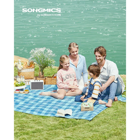 Rootz Picnic Blanket - Outdoor Mat - Waterproof Beach Blanket - Velvet Surface - Foam Padding - Aluminum Coating - Lightweight - Portable - Easy to Clean - 200cm x 200cm x 1kg - Green-Blue