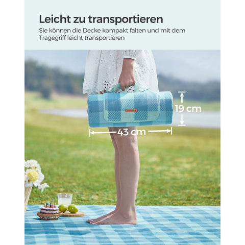 Rootz Picnic Blanket - Outdoor Mat - Waterproof Beach Blanket - Velvet Surface - Foam Padding - Aluminum Coating - Lightweight - Portable - Easy to Clean - 200cm x 200cm x 1kg - Green-Blue
