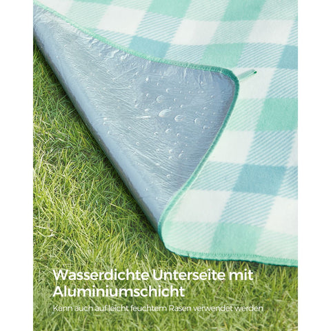 Rootz Picnic Blanket - Outdoor Mat - Waterproof Beach Blanket - Velvet Surface - Foam Padding - Aluminum Coating - 300cm x 200cm - Green-White