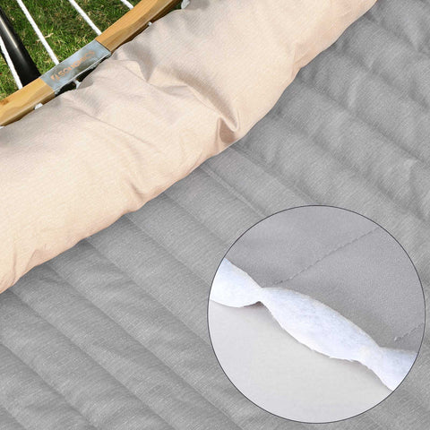 Rootz Portable Hammock - Outdoor Swing Bed - Hanging Lounger - 300D Oxford Cloth - Relaxation Oasis - Garden, Living Room, Beach - 200cm x 140cm - Gray-Beige