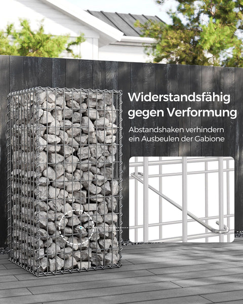 Silver Rootz Gabion Set - Metal Mesh - Spiral Stick - Galvanized Steel - Easy Assembly - Durable Construction - Versatile Use - 100cm x 50cm x 50cm
