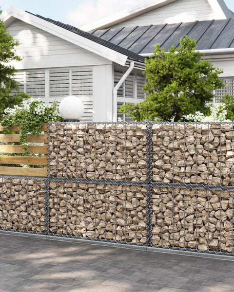 Rootz Galvanized Steel Gabion Set - Silver Mesh - Spiral Sticks - Spacer Hooks - Heavy Duty Construction - Easy Assembly - Versatile Use - 100cm x 50cm x 30cm