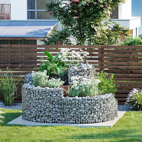 Rootz Stone Gabion Snail Sculpture - Garden Decor - Yard Art - Galvanized Steel - 110 x 110 x 60 cm