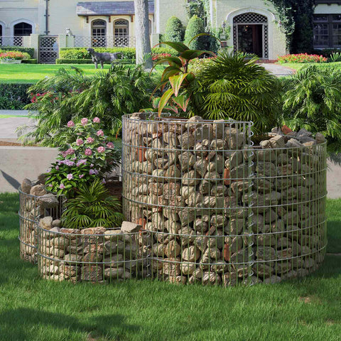Rootz Stone Gabion Snail Sculpture - Garden Decor - Yard Art - Galvanized Steel - 110 x 110 x 60 cm