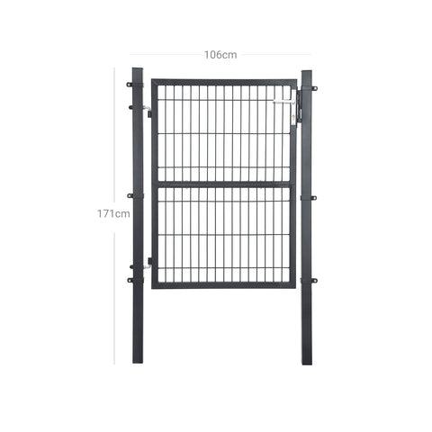 Rootz Galvanized Steel Garden Gate - Security Gate - Privacy Gate - Durable & Corrosion Resistant - 106cm x 175cm