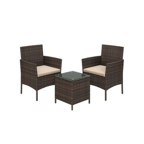 Rootz 3 Piece Garden Furniture Set - Patio Furniture - Outdoor Seating Group - Comfortable Chairs - 56.5cm x 54.5cm x 81.5cm