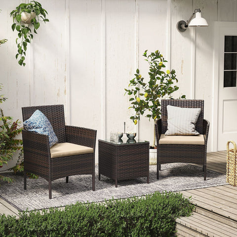 Rootz 3 Piece Garden Furniture Set - Patio Furniture - Outdoor Seating Group - Comfortable Chairs - 56.5cm x 54.5cm x 81.5cm