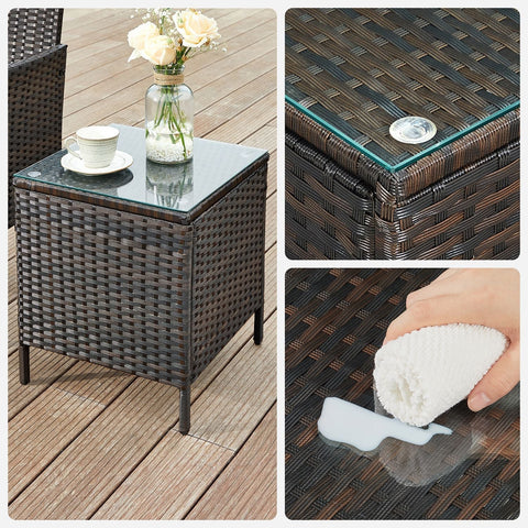 Rootz 3 Piece Garden Furniture Set - Patio Furniture - Outdoor Seating Group - Comfortable Chairs - 56.5cm x 54.5cm x 81.5cm