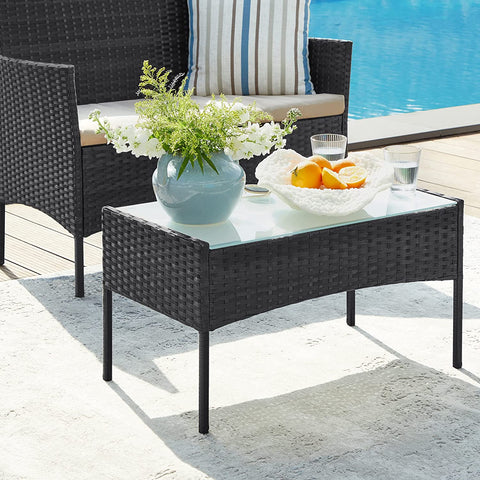 Rootz 4-Piece PE Polyrattan Garden Furniture Set - Patio Seating Group - Outdoor Lounge - Galvanized Metal Frame - 56.5cm x 99cm x 71cm