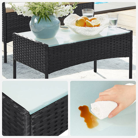 Rootz 4-Piece PE Polyrattan Garden Furniture Set - Patio Seating Group - Outdoor Lounge - Galvanized Metal Frame - 56.5cm x 99cm x 71cm