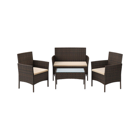 Rootz 4 Piece Balcony Furniture Set - Patio Set - Garden Chairs - Terrace Seating Group - Galvanized Metal Frame - PE Polyrattan - 56.5cm x 54.5cm x 81.5cm