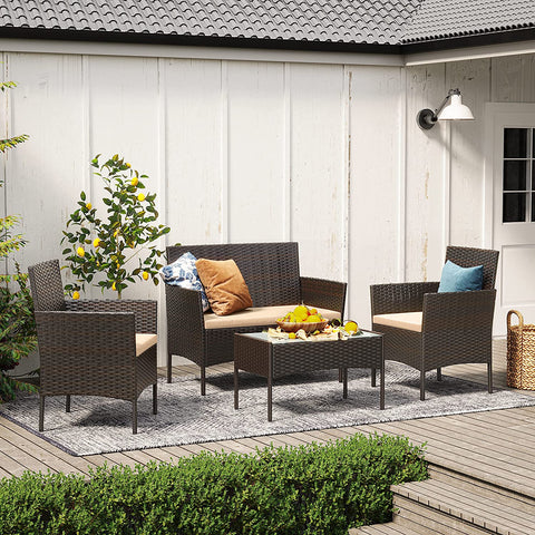 Rootz 4 Piece Balcony Furniture Set - Patio Set - Garden Chairs - Terrace Seating Group - Galvanized Metal Frame - PE Polyrattan - 56.5cm x 54.5cm x 81.5cm