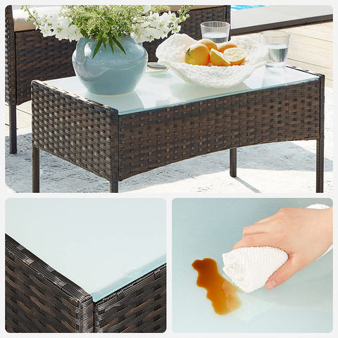 Rootz 4 Piece Balcony Furniture Set - Patio Set - Garden Chairs - Terrace Seating Group - Galvanized Metal Frame - PE Polyrattan - 56.5cm x 54.5cm x 81.5cm
