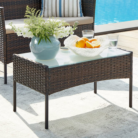 Rootz 4 Piece Balcony Furniture Set - Patio Set - Garden Chairs - Terrace Seating Group - Galvanized Metal Frame - PE Polyrattan - 56.5cm x 54.5cm x 81.5cm