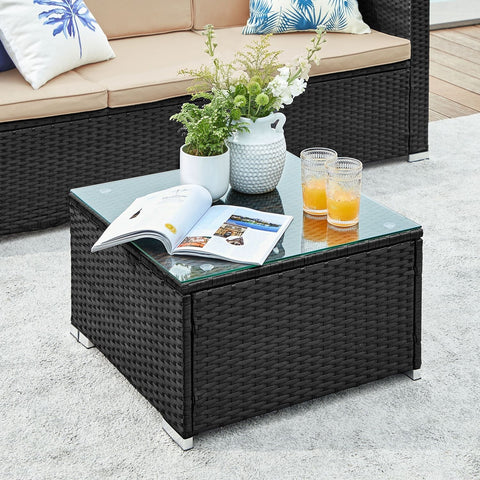 Rootz Gartenmöbel-Set mit Kissen - Outdoor Set - Patio Furniture - Comfort Seating - Sofa: 173x60x66cm, Footstool & Table: 58x58x34cm