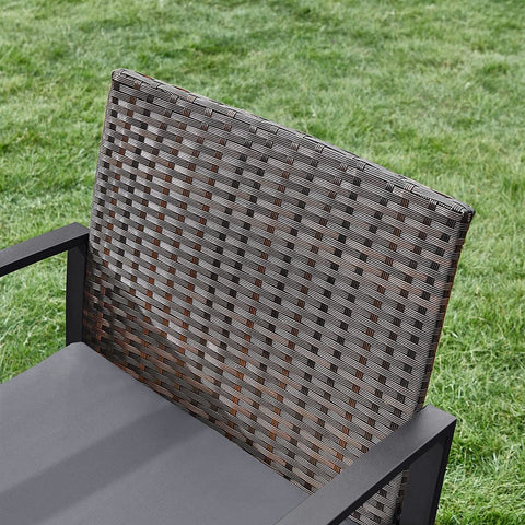 Rootz 3 Piece Set Rattan Look Garden Furniture - Brown-Gray - PE Material - VFT Padding - Tempered Glass - 57.5cm x 53cm x 76cm