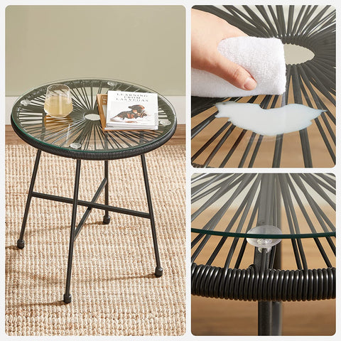 Rootz 3 Piece Acapulco Chair Set - Garden Seating - Outdoor Furniture - Ergonomic Comfort - 64x65x77cm Chair, 50.5x52cm Table