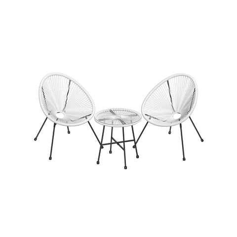 Rootz 3 Piece Patio Furniture Set - Outdoor Seating - Garden Lounge - Weather-Resistant - Table: 50.5x52 cm, Chairs: 64x65x77 cm