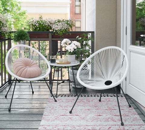 Rootz 3 Piece Patio Furniture Set - Outdoor Seating - Garden Lounge - Weather-Resistant - Table: 50.5x52 cm, Chairs: 64x65x77 cm
