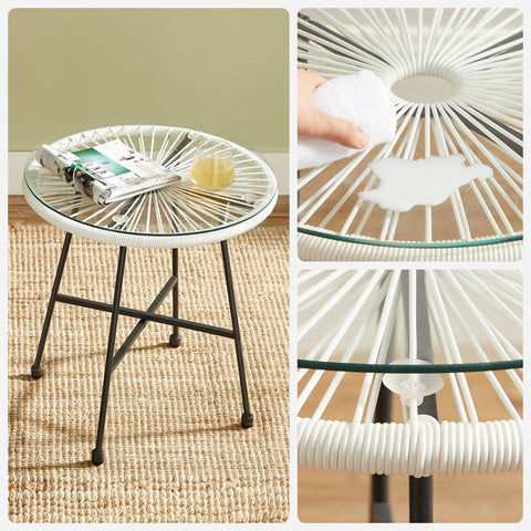 Rootz 3 Piece Patio Furniture Set - Outdoor Seating - Garden Lounge - Weather-Resistant - Table: 50.5x52 cm, Chairs: 64x65x77 cm