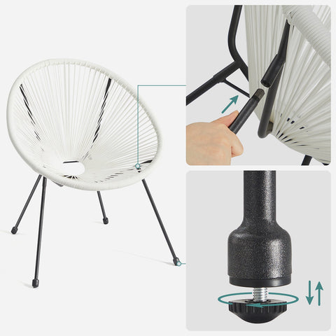 Rootz 3 Piece Patio Furniture Set - Outdoor Seating - Garden Lounge - Weather-Resistant - Table: 50.5x52 cm, Chairs: 64x65x77 cm