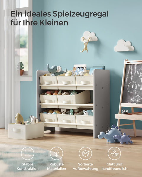 Rootz Children's Dove Gray Shelf - Kids Bookcase - Storage Organizer - MDF and Non-Woven Fabric - Lightweight - Spacious - Sturdy - 29.5cm x 62.5cm x 60cm