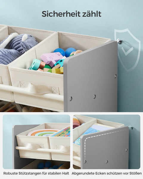 Rootz Children's Dove Gray Shelf - Kids Bookcase - Storage Organizer - MDF and Non-Woven Fabric - Lightweight - Spacious - Sturdy - 29.5cm x 62.5cm x 60cm