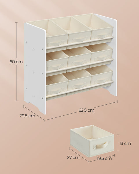 Rootz Children's Shelf - Kids Organizer - Storage Unit - White Finish - 29.5cm x 62.5cm x 60cm - Durable MDF Construction