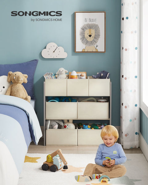 Rootz Children's Dove Gray Shelf - Kids Bookcase - Toy Organizer - MDF Non-Woven Fabric - 29.5cm x 62.5cm x 60cm - Lightweight - Sturdy - Easy Assembly