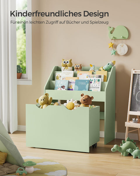 Rootz Bookcase with 3 Shelves - Rolling Shelf Unit - Mobile Storage Rack - Compact Design - 80cm x 30cm x 90cm