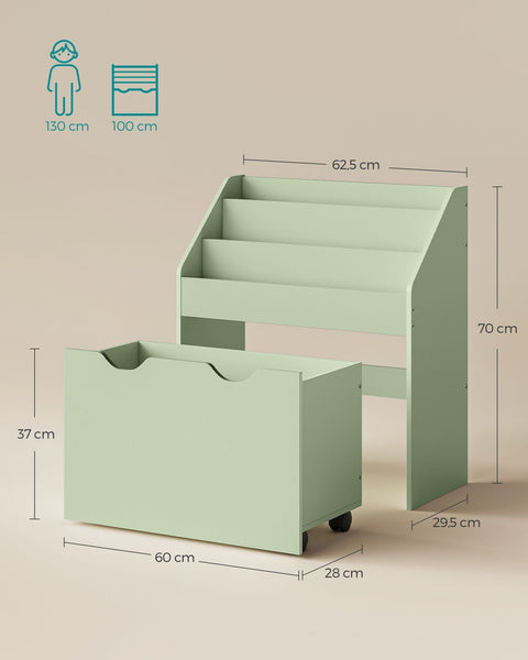 Rootz Bookcase with 3 Shelves - Rolling Shelf Unit - Mobile Storage Rack - Compact Design - 80cm x 30cm x 90cm