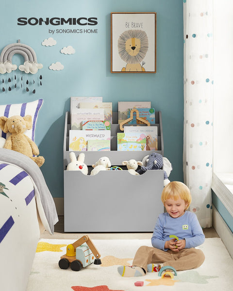 Rootz Children's Dove Gray Shelf - Kids Bookcase - Storage Organizer - MDF Chipboard - Anti-Tip - Easy Assembly - 29.5cm x 62.5cm x 70cm