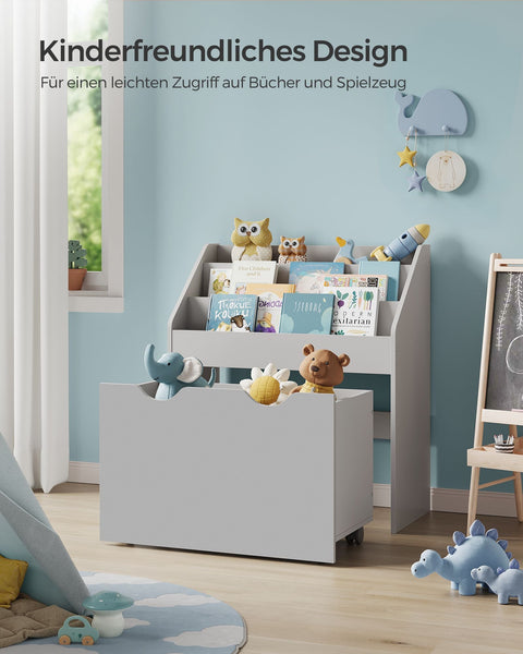 Rootz Children's Dove Gray Shelf - Kids Bookcase - Storage Organizer - MDF Chipboard - Anti-Tip - Easy Assembly - 29.5cm x 62.5cm x 70cm