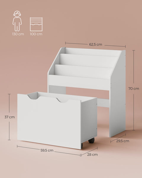 Rootz Toy Storage Shelf - Kids Organizer - Mobile Cart - Cloud White - 28.5" x 11.5" x 35.5"