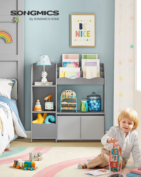 Rootz Children's Bookshelf Set - Kids Bookcase - Storage Organizer - Chipboard Construction - Dove Gray - 30cm x 93cm x 100cm