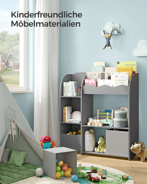 Rootz Children's Bookshelf Set - Kids Bookcase - Storage Organizer - Chipboard Construction - Dove Gray - 30cm x 93cm x 100cm