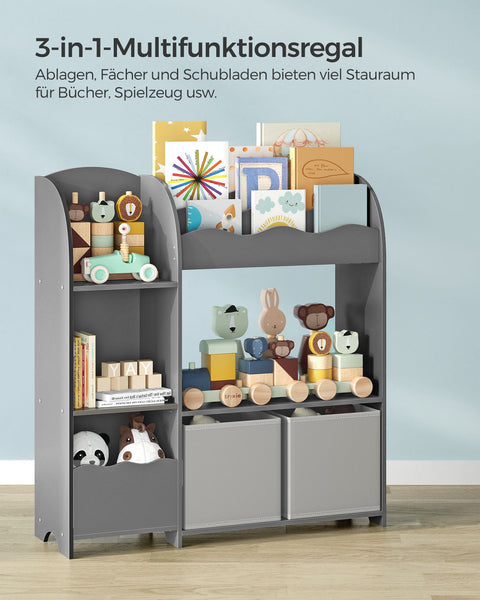 Rootz Children's Bookshelf Set - Kids Bookcase - Storage Organizer - Chipboard Construction - Dove Gray - 30cm x 93cm x 100cm