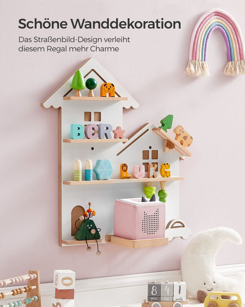 Rootz Wall Shelf - Floating Shelf - Decorative Shelf - MDF Steel Beech Wood - Organize Display Decor - 18cm x 55.6cm x 59.7cm