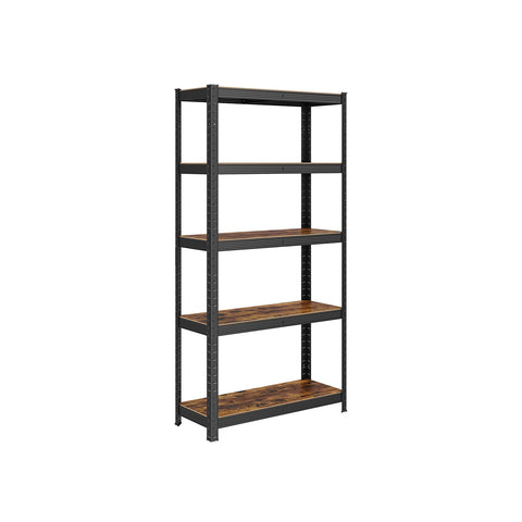 Rootz Storage Rack - Shelving System - Organizer - Steel Frame - Wooden Shelves - Adjustable - Rust-Resistant - 150cm x 75cm x 30cm